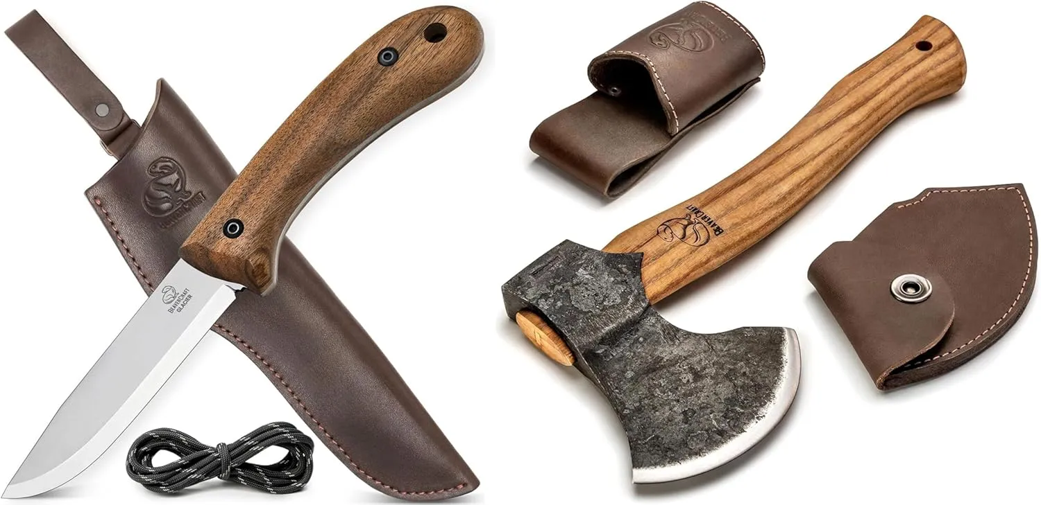 BeaverCraft BSH2 Glacier Bushcraft Knife AX3 Camping Hatchet Axe Tool Wood Splitting Axe