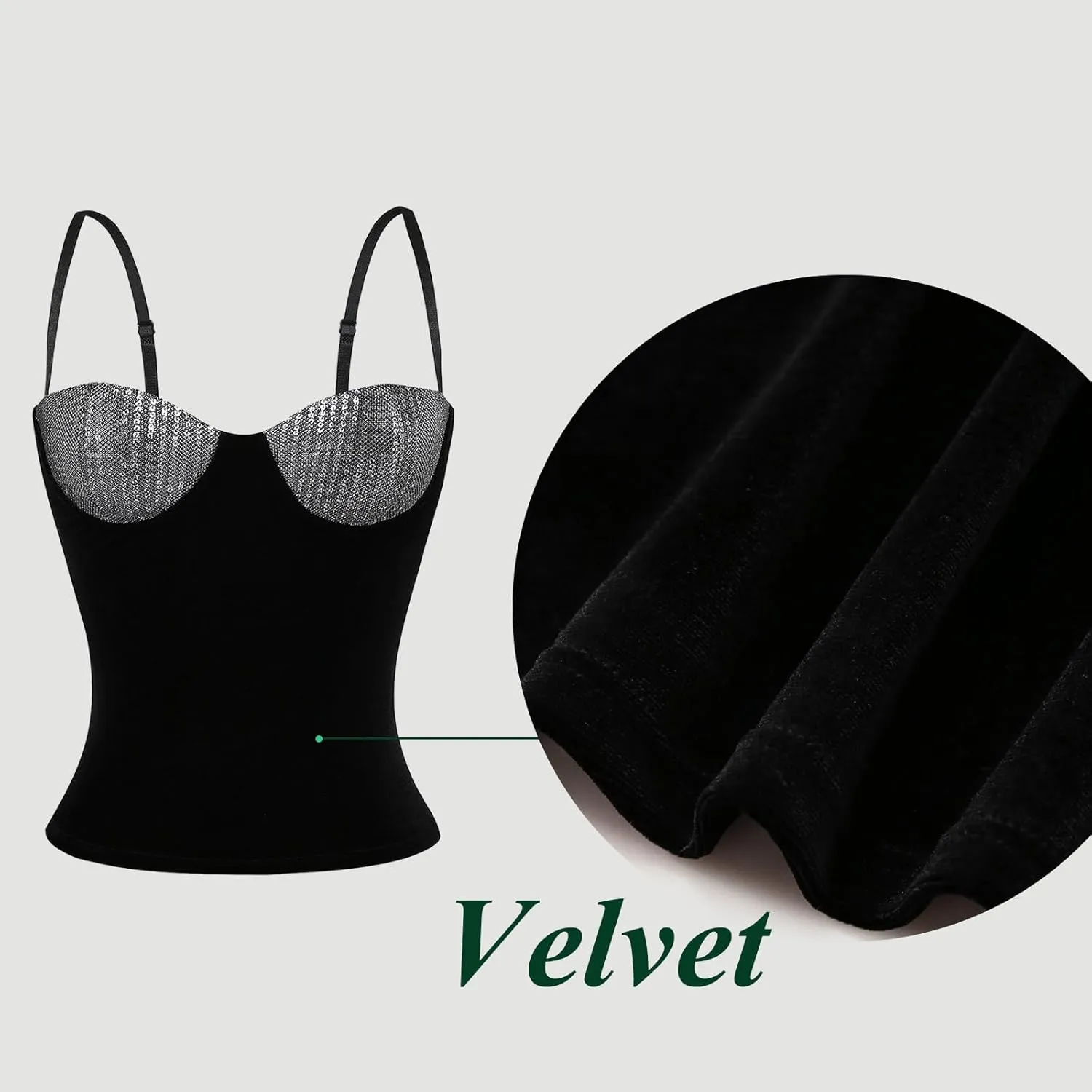 BEJONS Women Sexy Sequin Bra Tank Top Dressy Metallic Sparkly Holiday Festival Shirt
