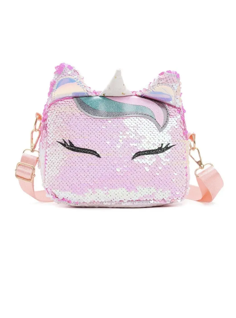 Belachica Pink Sequins Unicorn Crossbody Bag