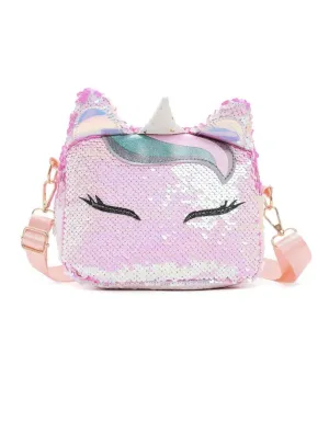 Belachica Pink Sequins Unicorn Crossbody Bag