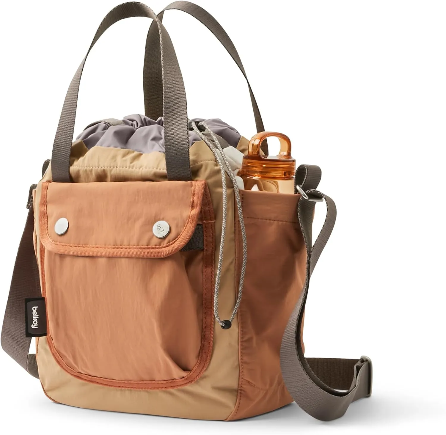 Bellroy Cinch Bucket Bag (compact 9 liter lightweight crossbody bag with external organization, internal zip pocket, adjustable shoulder strap, and adapts to be carried three ways) - SandDune
