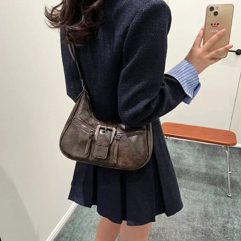 Belt Design PU Leather Crossbody Handbags
