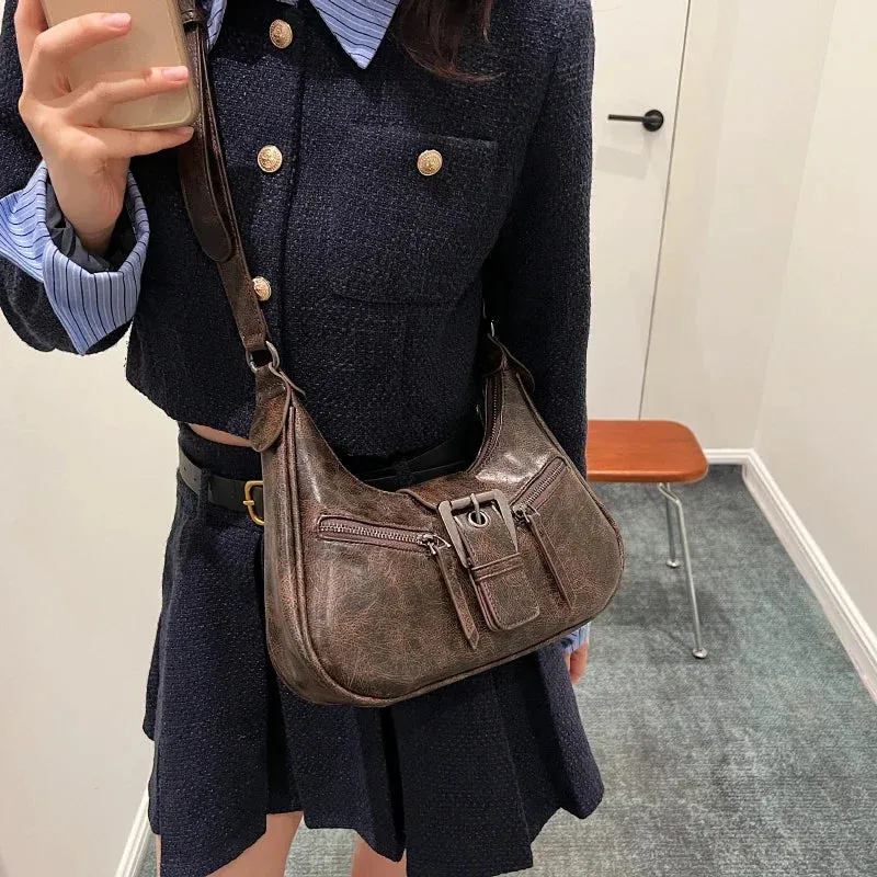 Belt Design PU Leather Crossbody Handbags