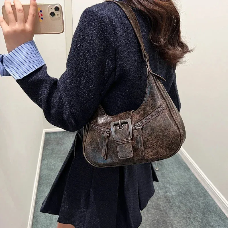 Belt Design PU Leather Crossbody Handbags
