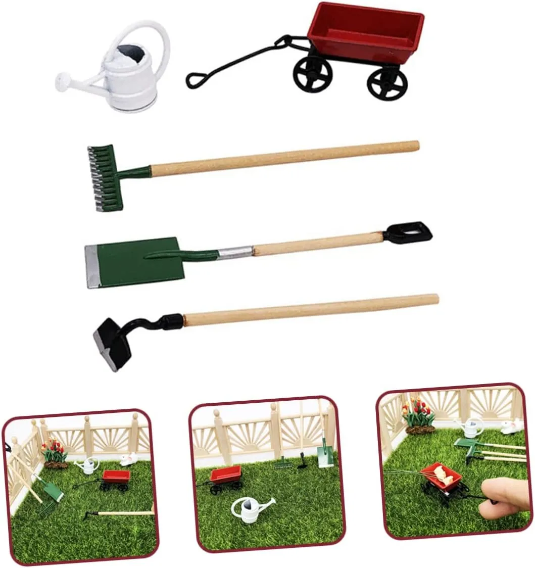 BESPORTBLE 2 Sets Mini House Garden Accessory Miniature Gardening Tools for Decor for Dollhouse Fairy Garden Enhances Imagination and Creativity