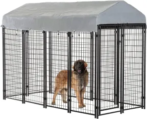 BestPet 8 x 4 x 6 Ft Dog Kennel Outdoor Dog Pen Playpen House Heavy Duty Dog Crate Metal Galvanized Welded Pet Animal Camping Cage Fence with UV-Resistant Waterproof Cover and Roof