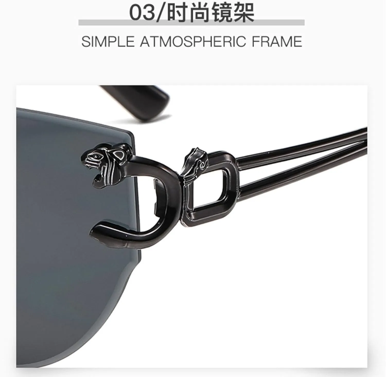Big Rimless Sunglasses Women Men Cat Eye Sun Glasses Metal Frame Round Sunglasses