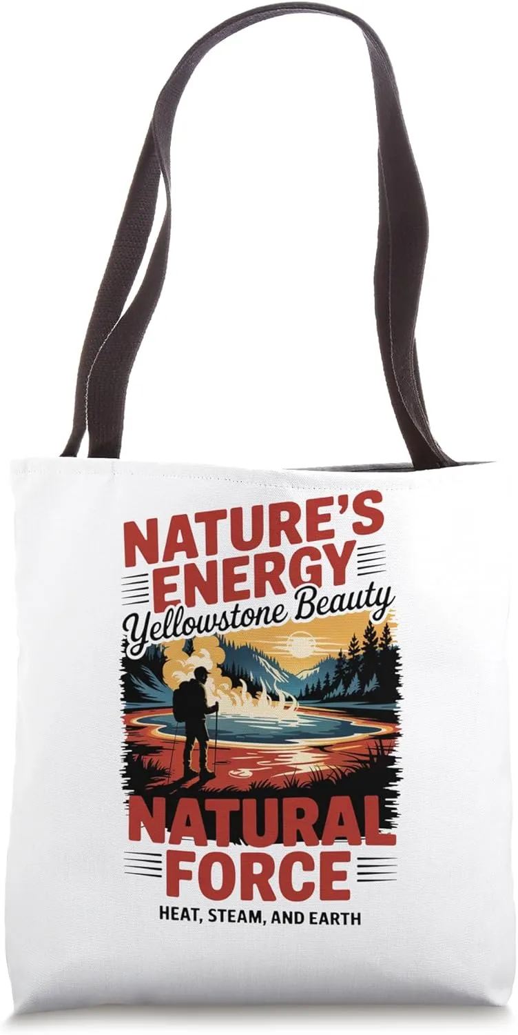 Bison & Geysers - Retro Yellowstone National Park Tote Bag