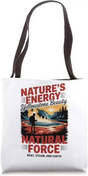 Bison & Geysers - Retro Yellowstone National Park Tote Bag