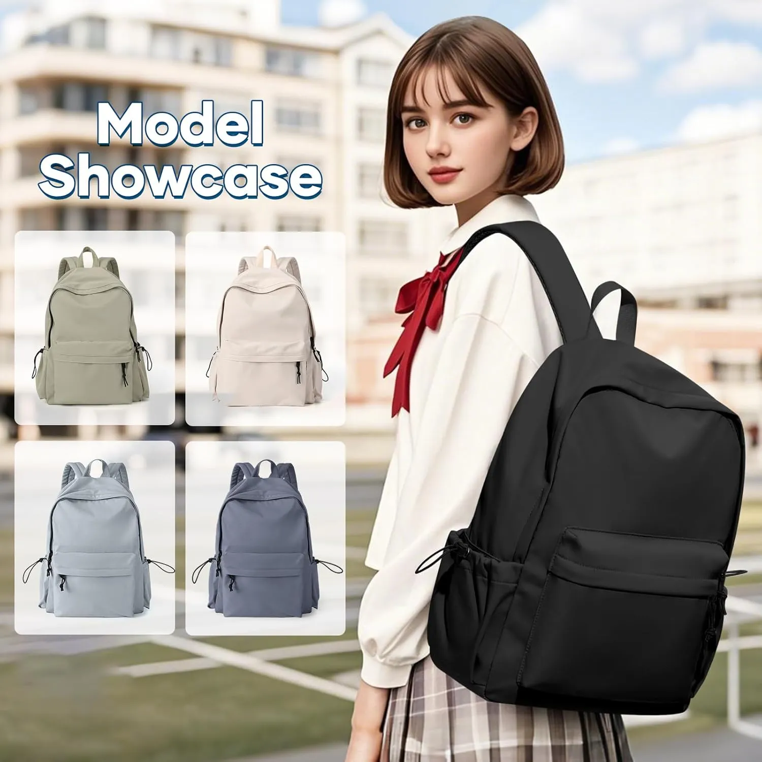 Black Backpack Lightweight Bag Waterproof High Middle school college Backpack For Boys Girls Bookbag Cute Aesthetic Backpacks Casual Daypack For Men Women