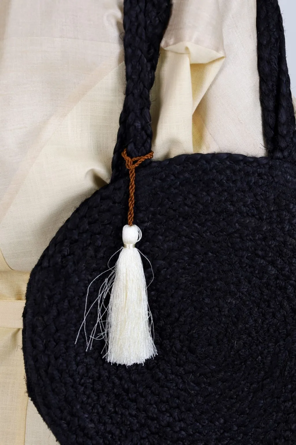 Black Jute Round Bag