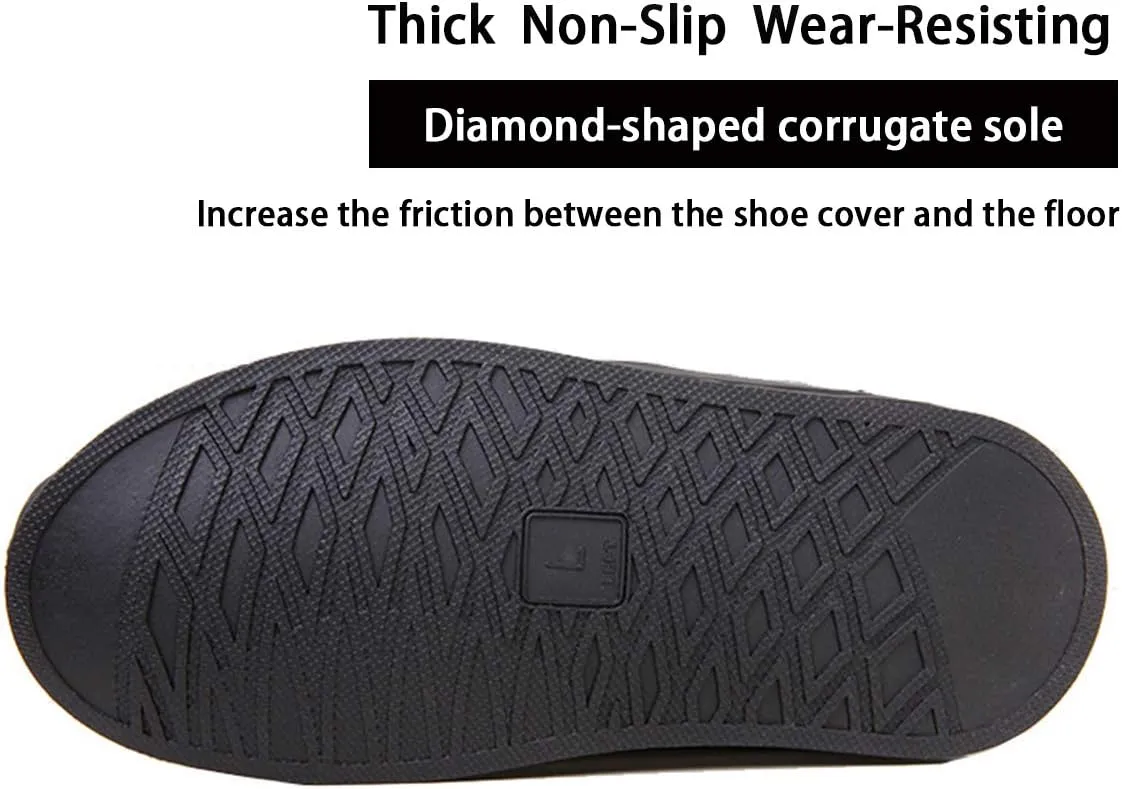 Black Waterproof Shoes Cover with Reflector, Reusable and Foldable Snow Rain Boot Shoe Cover for Man Women