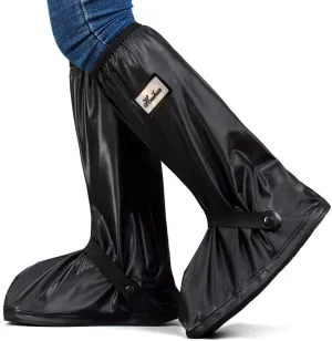 Black Waterproof Shoes Cover with Reflector, Reusable and Foldable Snow Rain Boot Shoe Cover for Man Women