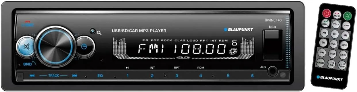 BLAUPUNKT IRVINE140 Car Audio Multi Media Player with Bluetooth and Radio Stereo Receiver 1-DIN MP3 / USB/SD/AUX