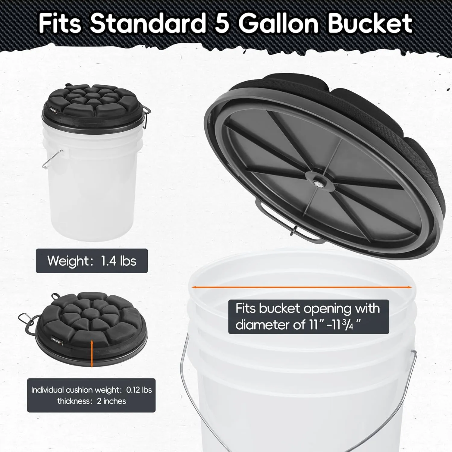 BLISSWILL Outdoor 5 Gallon Bucket Seat - 360° Swivel, Comfortable Foam Cushion for Hunting, Fishing, Gardening, Camping sportsman's Bucket lid