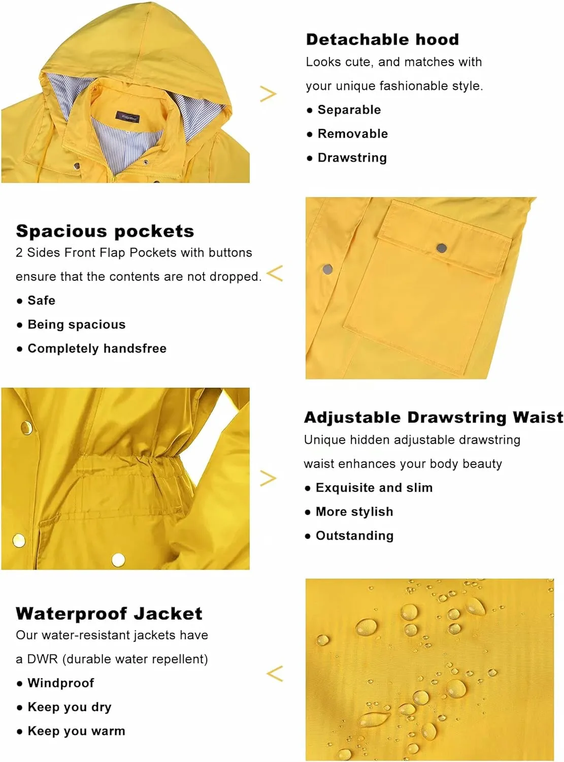 Bloggerlove Rain Jacket Women Lightweight Raincoat Waterproof Windbreaker Striped Climbing Outdoor Hooded Trench Coats S-XXL