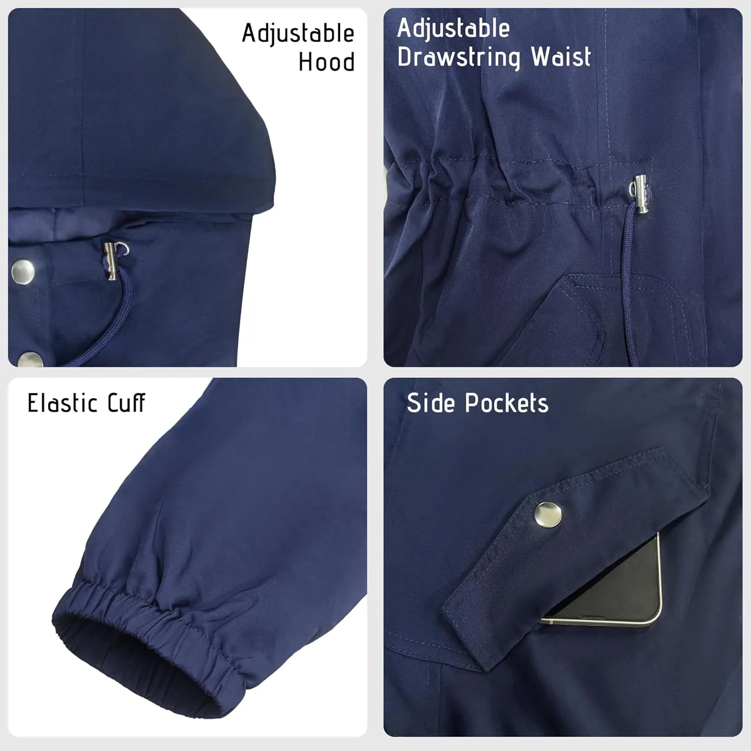 Bloggerlove Women's Rain Jacket Plus Size Lightweight Raincoat with Hood Waterproof Outdoor Windbreaker