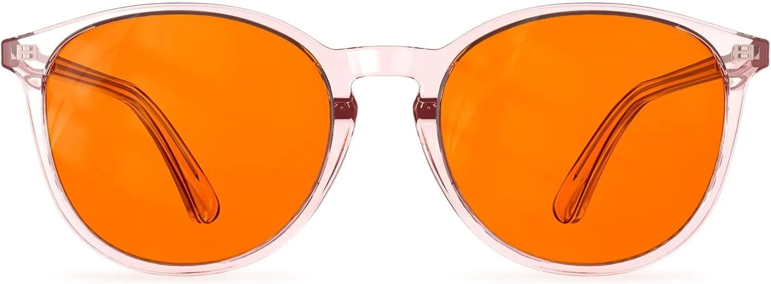 Bloomoak 99% Orange Blue Light Blocking Glasses,Retro Trendy Round Sytle,Relieve Eye Fatigue,Improve Sleep For Screens/Games