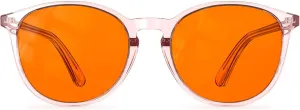 Bloomoak 99% Orange Blue Light Blocking Glasses,Retro Trendy Round Sytle,Relieve Eye Fatigue,Improve Sleep For Screens/Games