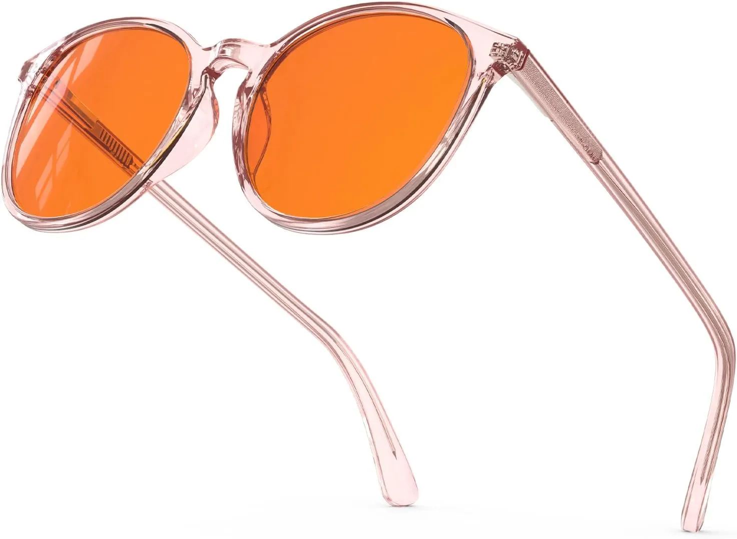 Bloomoak 99% Orange Blue Light Blocking Glasses,Retro Trendy Round Sytle,Relieve Eye Fatigue,Improve Sleep For Screens/Games