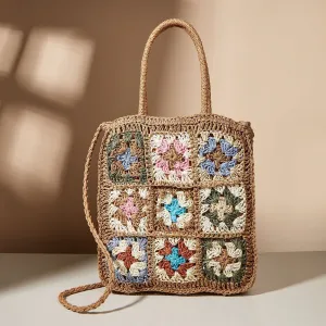 Bohemian Crochet Look Straw Totes