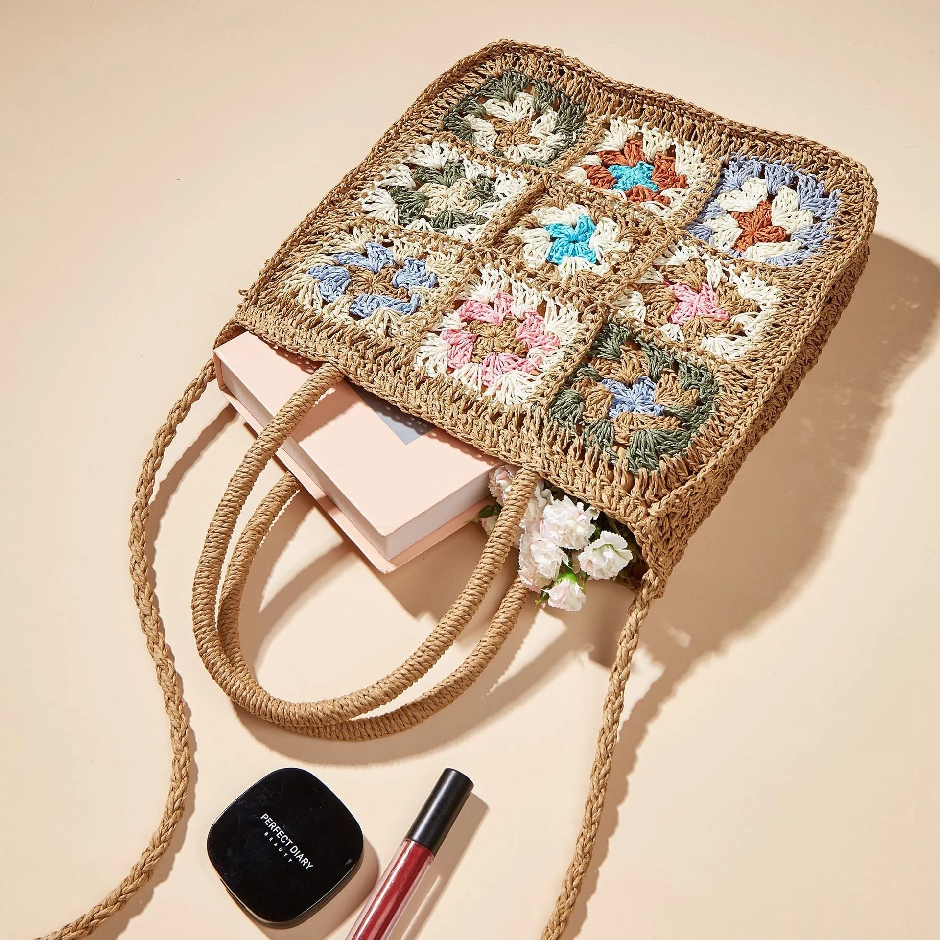 Bohemian Crochet Look Straw Totes