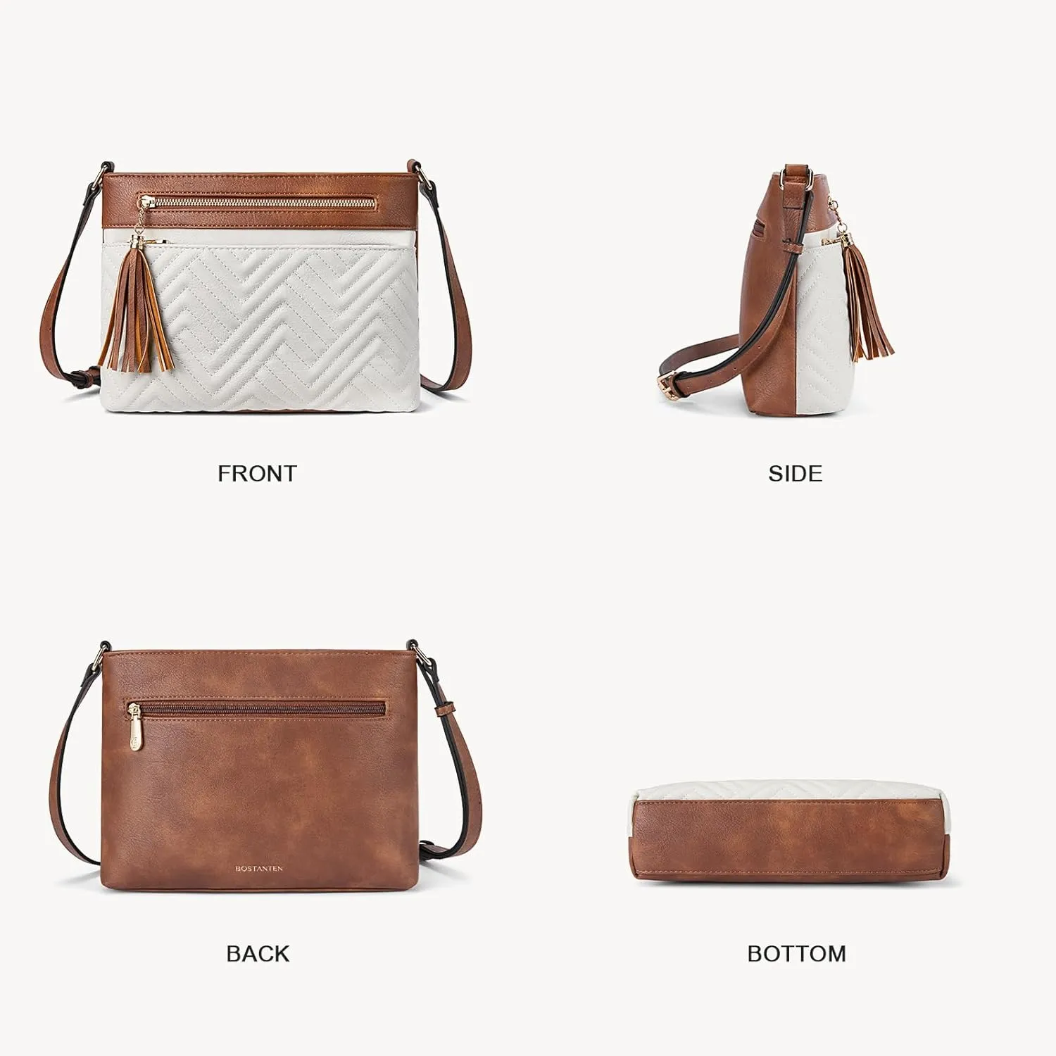 BOSTANTEN Crossbody Purses for Women Medium Shoulder Bag Quilted Handbags with Zipper Pocket