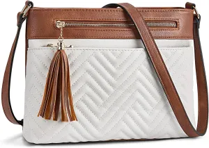 BOSTANTEN Crossbody Purses for Women Medium Shoulder Bag Quilted Handbags with Zipper Pocket