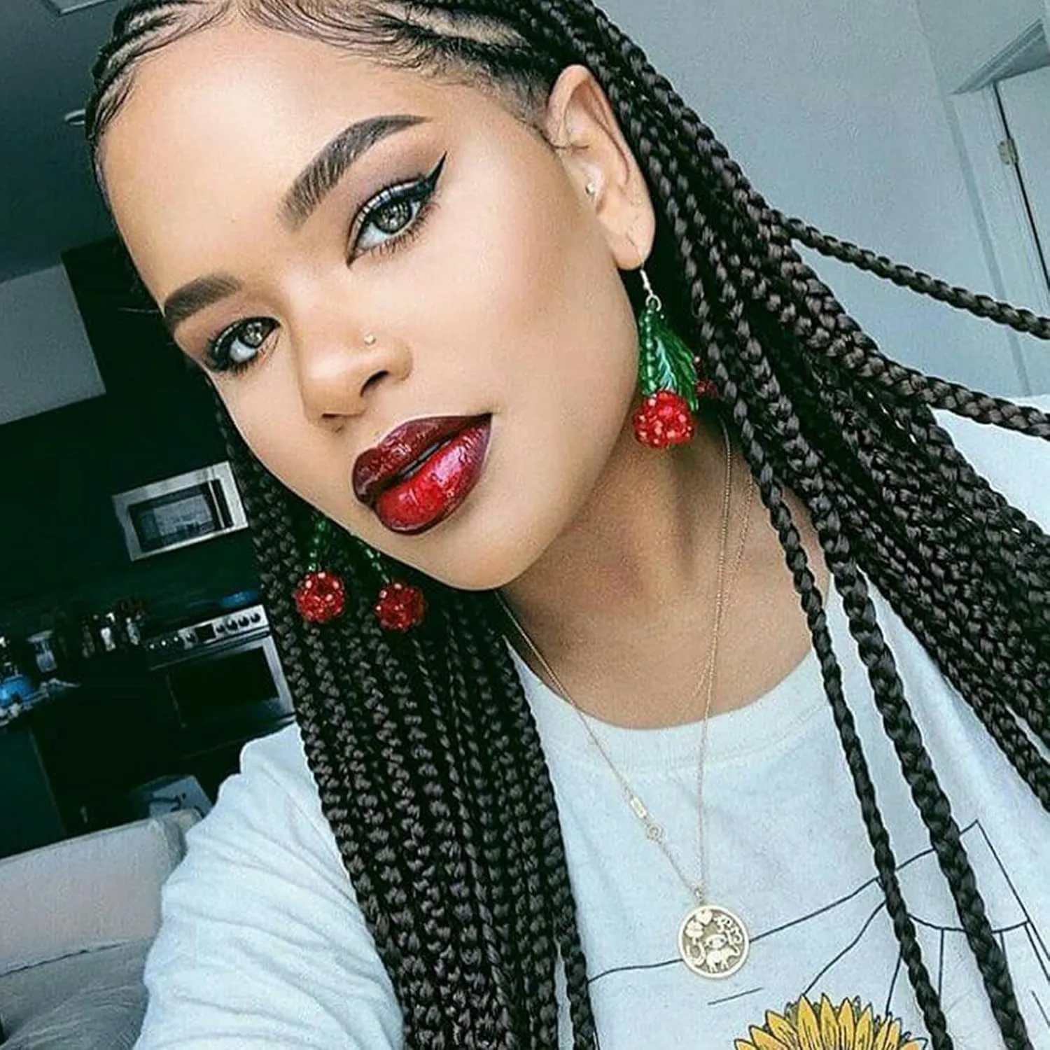 Braided Wigs for Black Women Box Braids Wig Fully Long Black Handmade 13x3 Lace Front Realistic Hand-Braided Wig Lightweight Synthetic Lace Frontal Black Cornrow Twisted 26 Inch