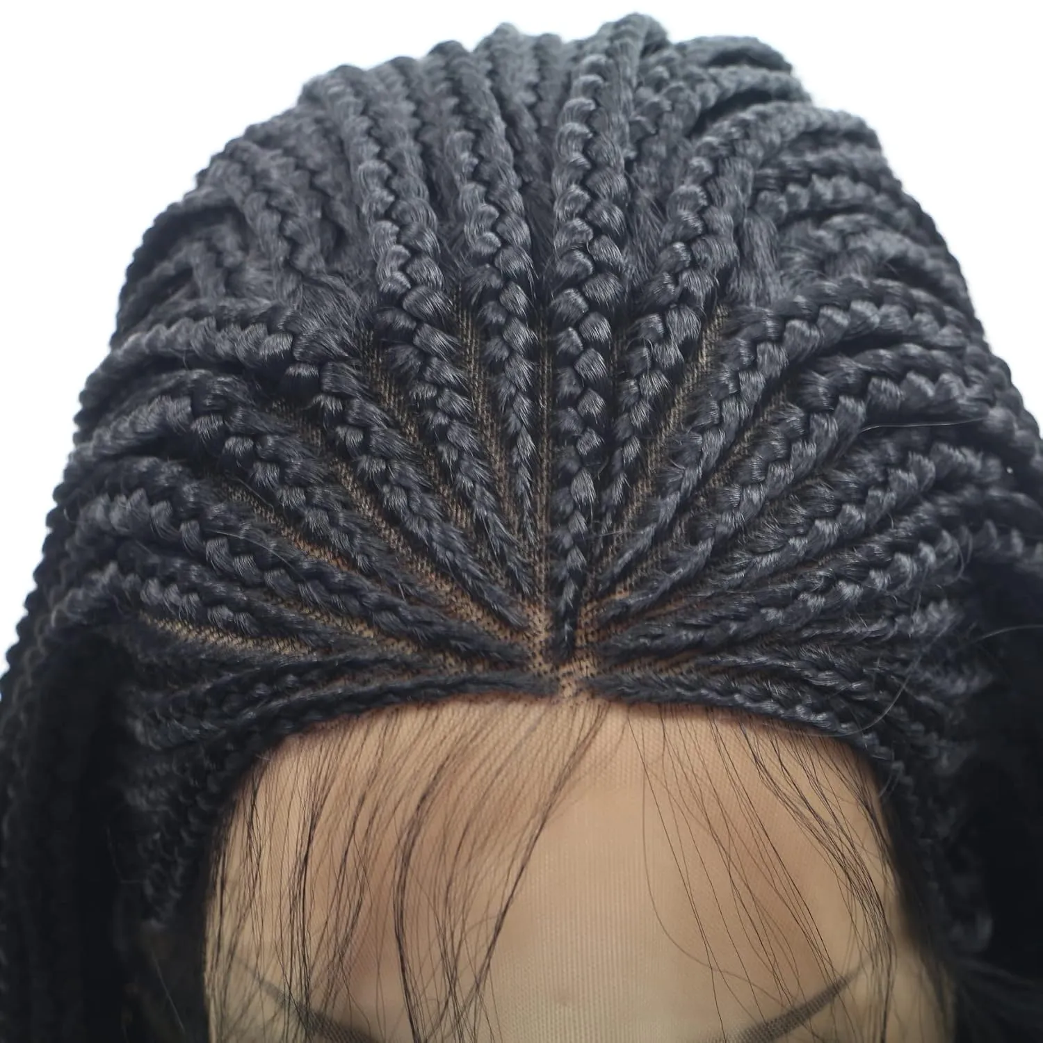 Braided Wigs for Black Women Box Braids Wig Fully Long Black Handmade 13x3 Lace Front Realistic Hand-Braided Wig Lightweight Synthetic Lace Frontal Black Cornrow Twisted 26 Inch