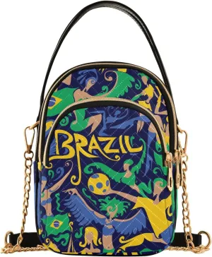 Brazil Carnival Small Crossbody Bag Quilted Handbags for Women Chain Shoulder Bag
