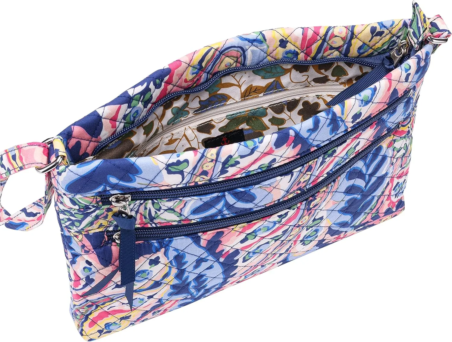 Brentano Cotton quilted Multi-zipper crossbody purse