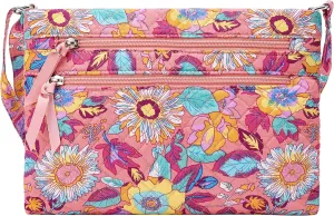 Brentano Cotton quilted Multi-zipper crossbody purse