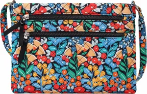 Brentano Cotton quilted Multi-zipper crossbody purse