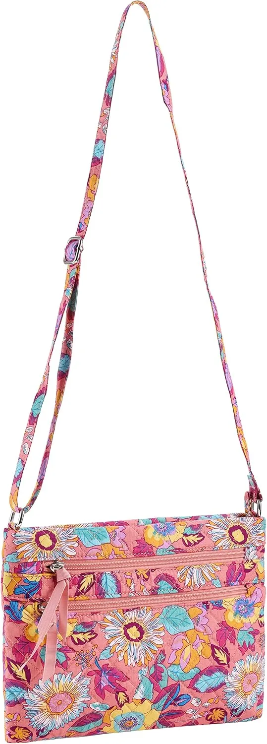 Brentano Cotton quilted Multi-zipper crossbody purse