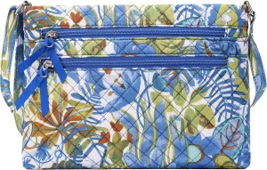 Brentano Cotton quilted Multi-zipper crossbody purse