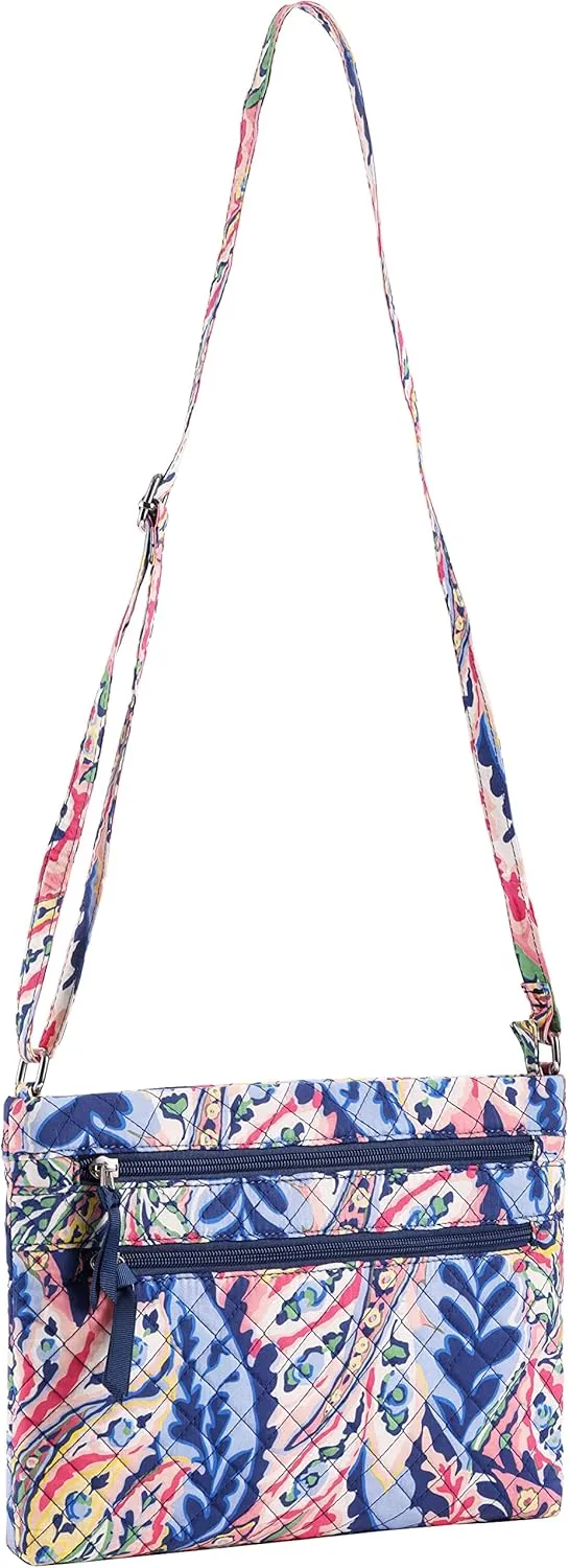 Brentano Cotton quilted Multi-zipper crossbody purse