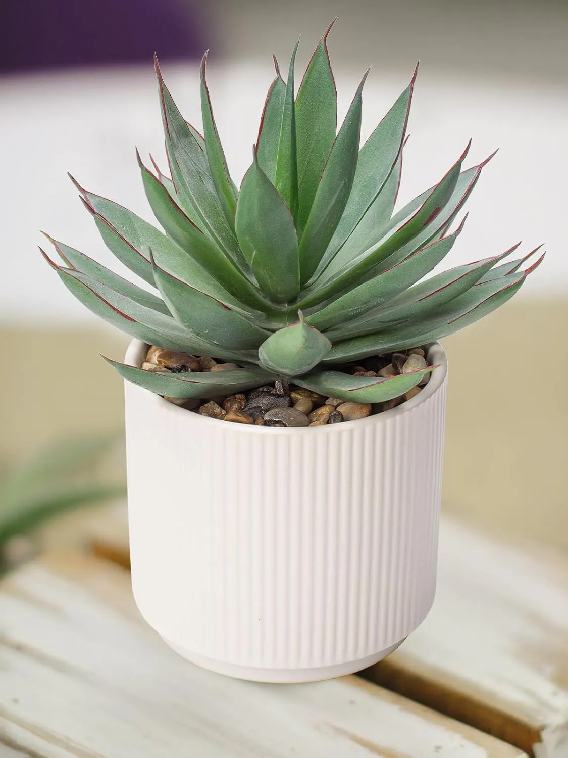 Briful Succulents Plants Artificial for Home Decor, Realistic Potted Fake Agave Plant, Cute Aloe Maguey Faux Plant, Bookshelf Tabletop Decor, Modern Farmhouse Home Bathroom Decorations