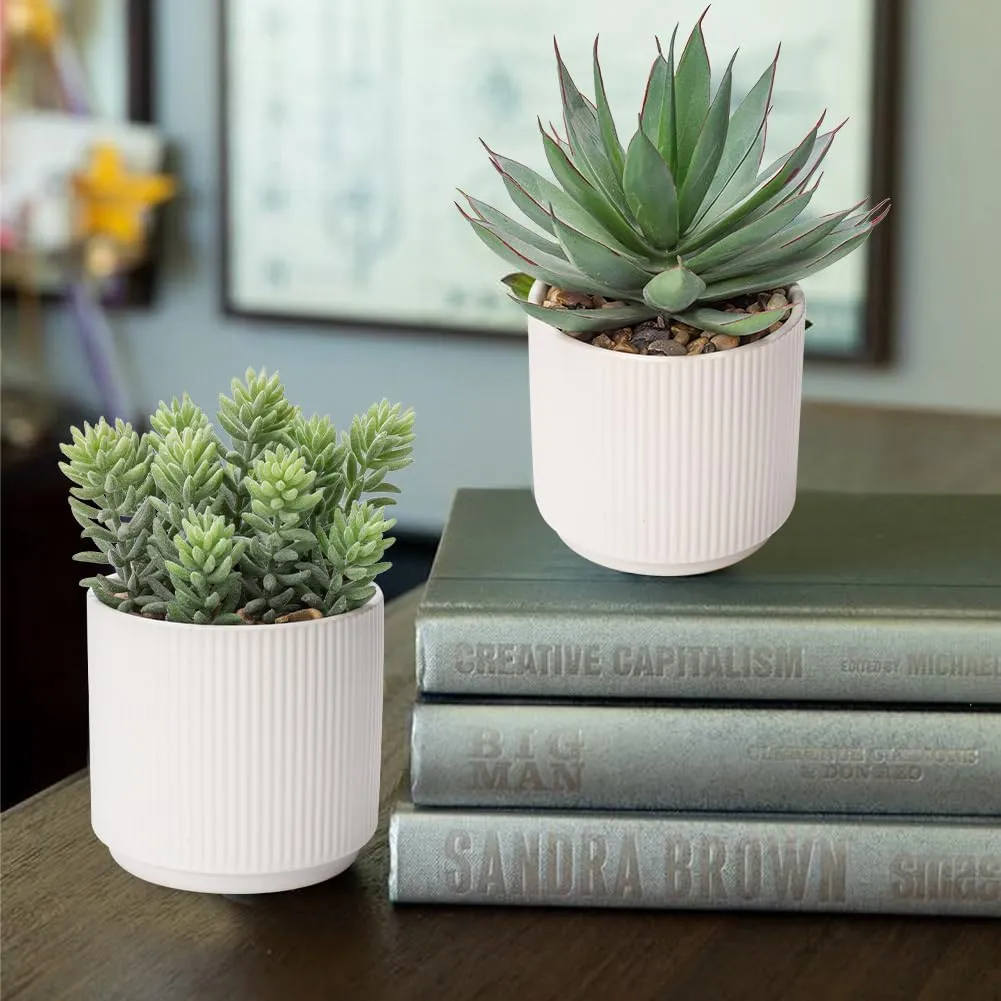 Briful Succulents Plants Artificial for Home Decor, Realistic Potted Fake Agave Plant, Cute Aloe Maguey Faux Plant, Bookshelf Tabletop Decor, Modern Farmhouse Home Bathroom Decorations