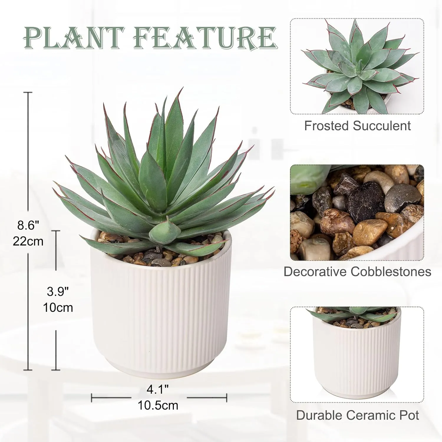 Briful Succulents Plants Artificial for Home Decor, Realistic Potted Fake Agave Plant, Cute Aloe Maguey Faux Plant, Bookshelf Tabletop Decor, Modern Farmhouse Home Bathroom Decorations