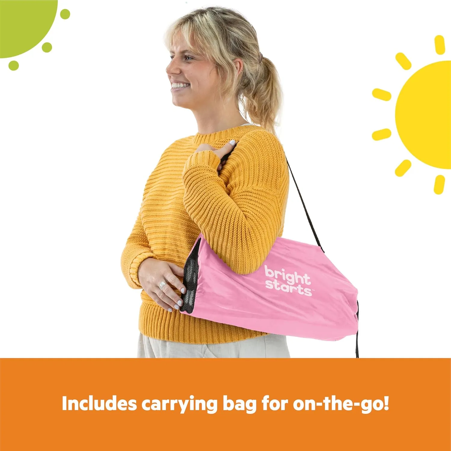 Bright Starts Pop 'N Sit Portable Booster, Indoor/Outdoor Use, Floor Seat with Feeding Tray, Pink, 6 Mos - 3 Yrs (Pack of 2)