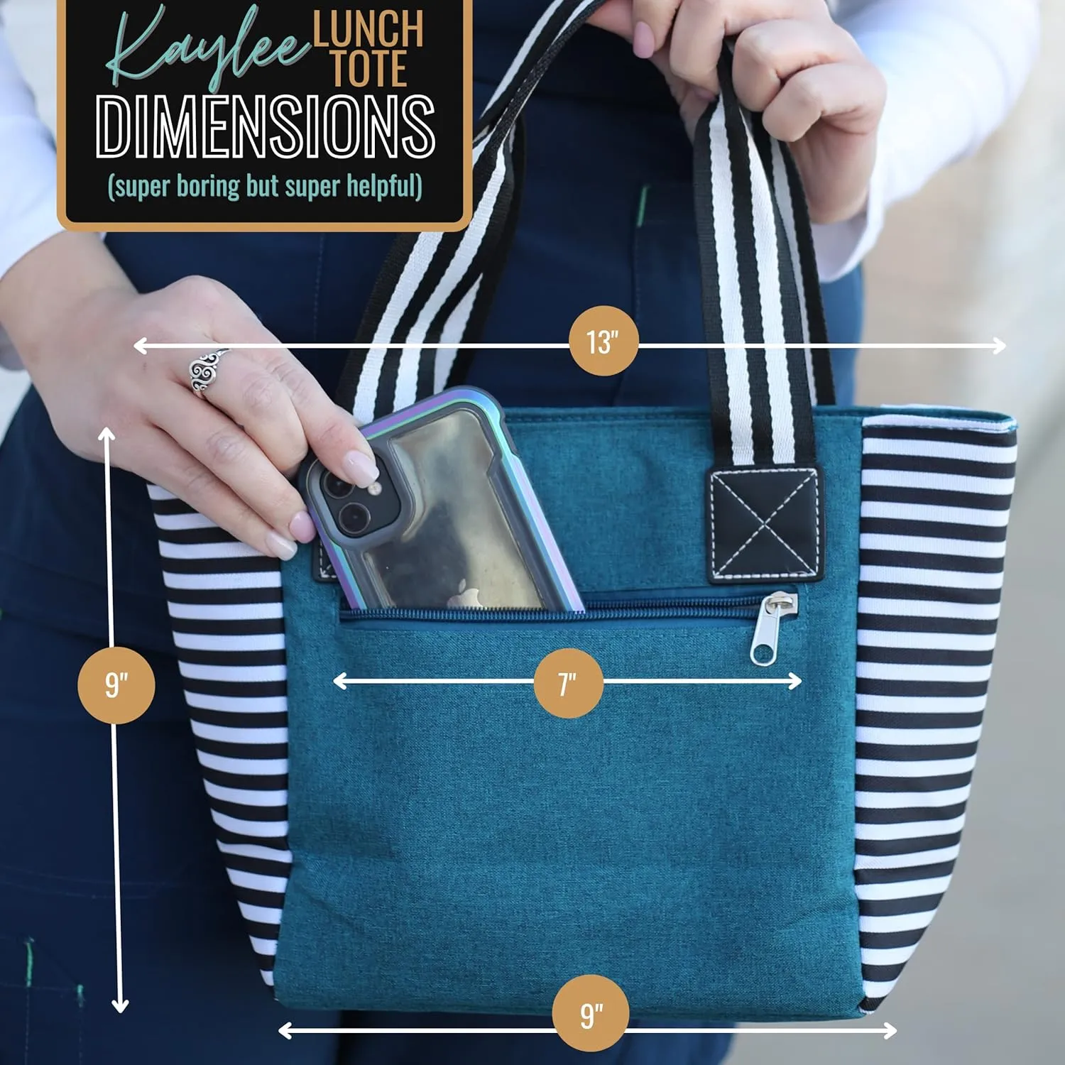 Brooke & Jess Designs Cute Lunch Bags for Women - Insulated Lunch Tote for Work - Nurse, Teacher, Grandma, Mom