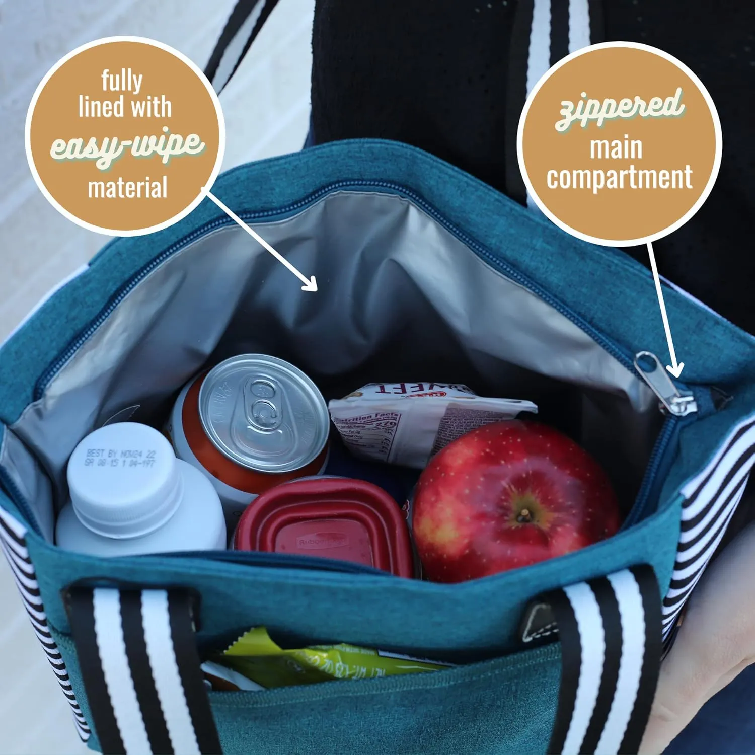 Brooke & Jess Designs Cute Lunch Bags for Women - Insulated Lunch Tote for Work - Nurse, Teacher, Grandma, Mom