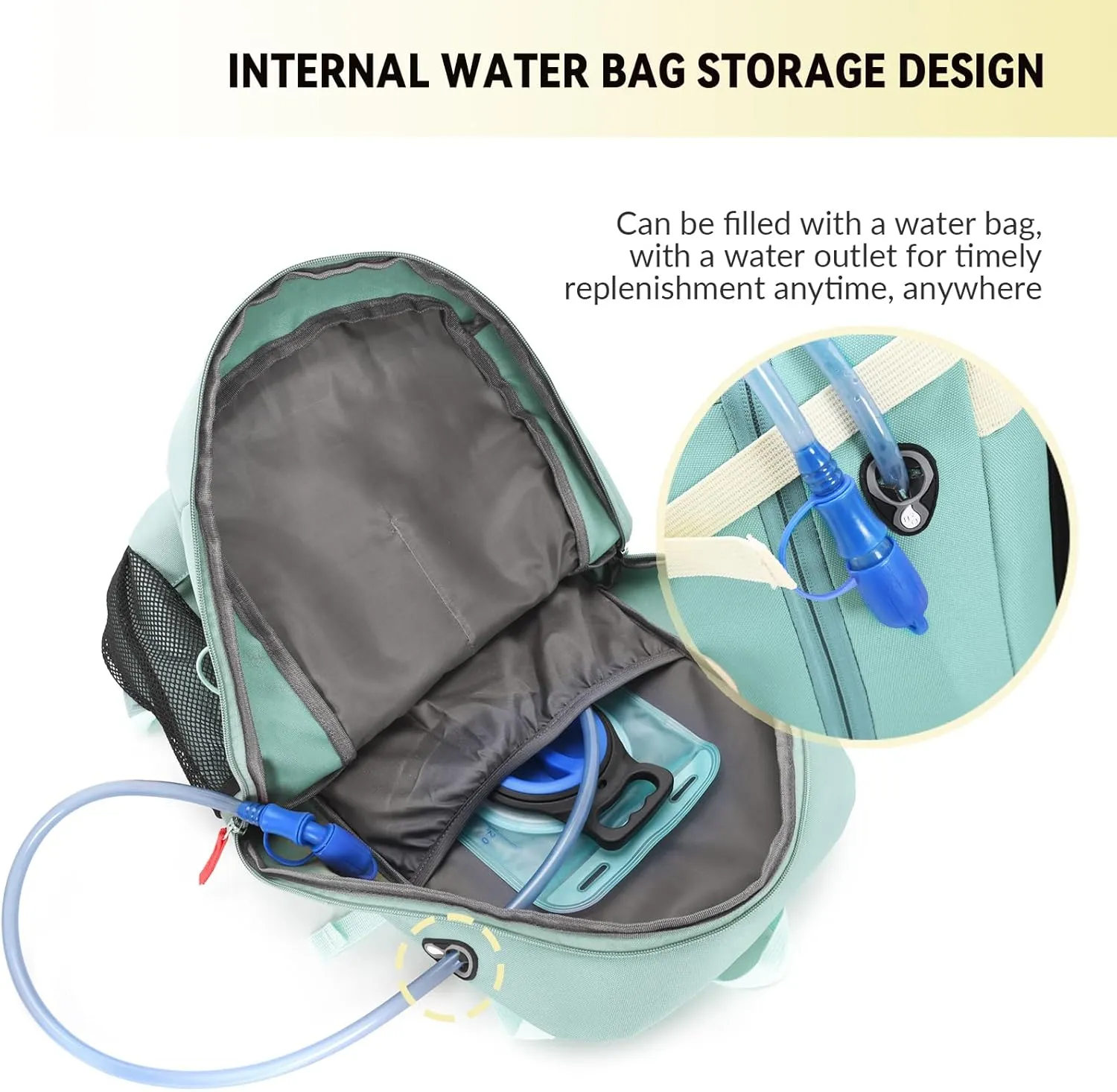 Bseash 40L Waterproof Hiking Backpack with Rain Cover, Outdoor Sport Travel Bag Daypack for Camping Climbing Skiing Cycling (Milk Green)
