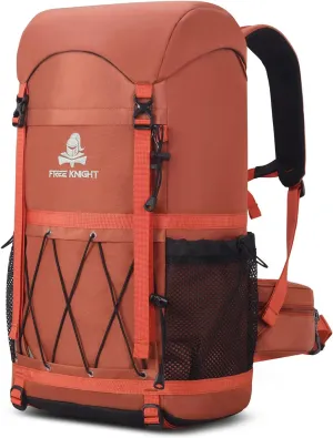 Bseash 40L Waterproof Hiking Backpack with Rain Cover, Outdoor Sport Travel Bag Daypack for Camping Climbing Skiing Cycling (Orange)