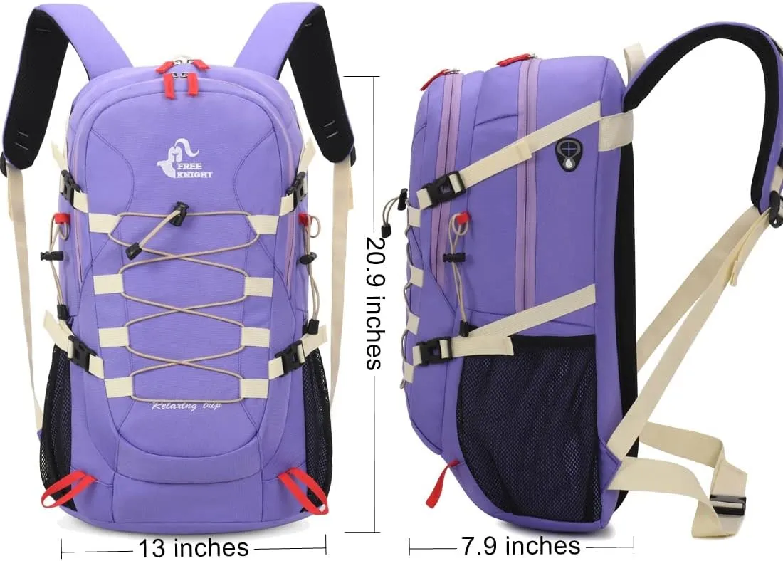 Bseash 40L Waterproof Hiking Backpack with Rain Cover, Outdoor Sport Travel Bag Daypack for Camping Climbing Skiing Cycling (Violet)