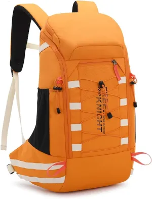 Bseash 40L Waterproof Hiking Camping Backpack with Rain Cover, Outdoor Sport Travel Daypack Rucksack for Skiing Cycling (Orange)