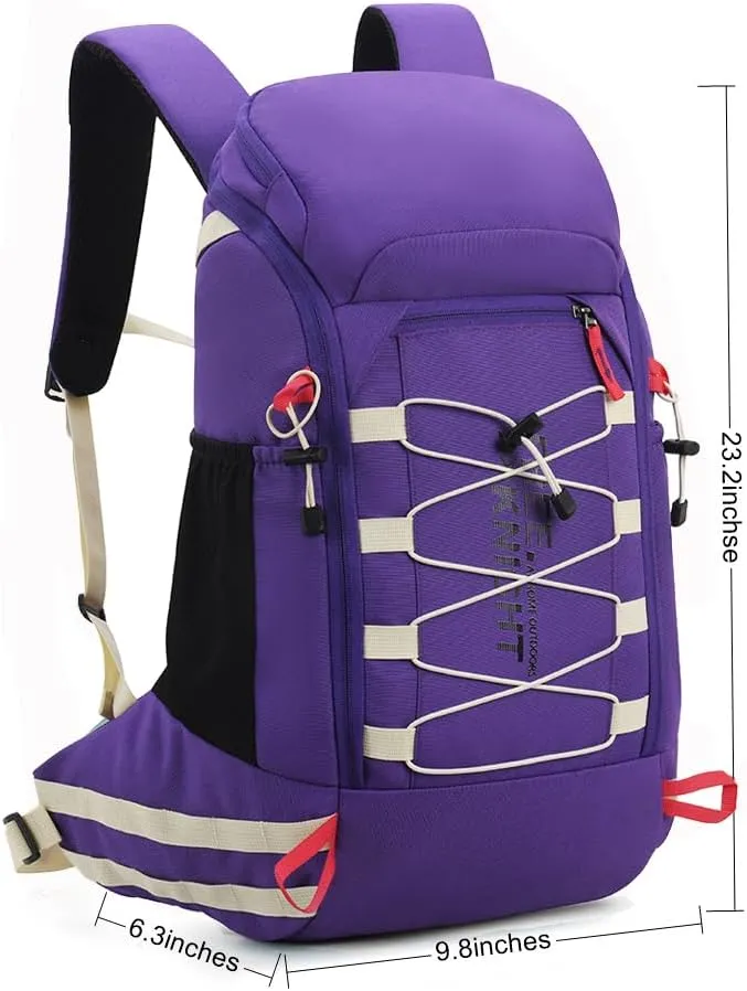 Bseash 40L Waterproof Hiking Camping Backpack with Rain Cover, Outdoor Sport Travel Daypack Rucksack for Skiing Cycling (Purple)