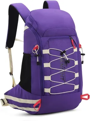 Bseash 40L Waterproof Hiking Camping Backpack with Rain Cover, Outdoor Sport Travel Daypack Rucksack for Skiing Cycling (Purple)