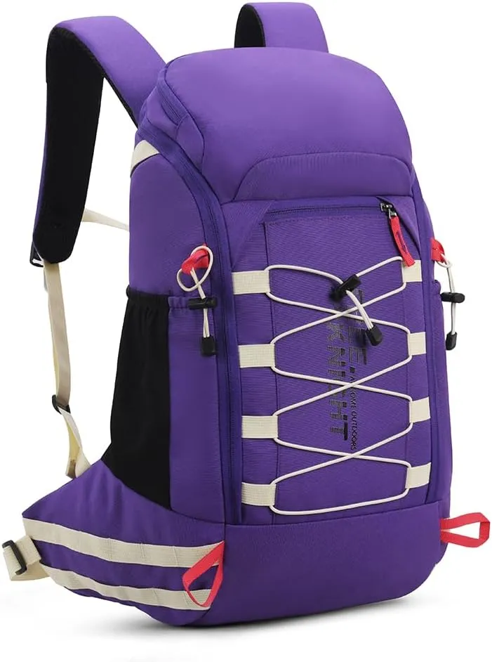Bseash 40L Waterproof Hiking Camping Backpack with Rain Cover, Outdoor Sport Travel Daypack Rucksack for Skiing Cycling (Purple)